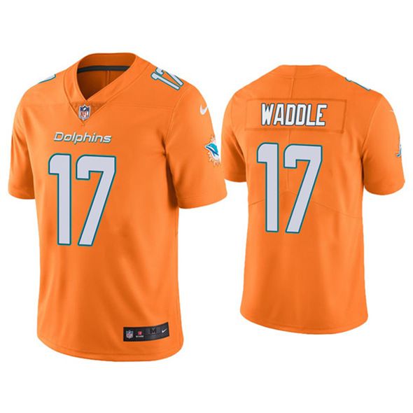 Men Miami Dolphins #17 Jaylen Waddle Nike Oragne Color Rush Limited NFL Jersey